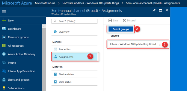 Assigning Windows 10 Update Rings to Security Groups
