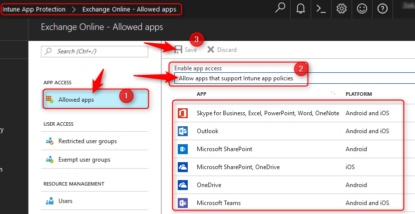 Intune App based conditional access