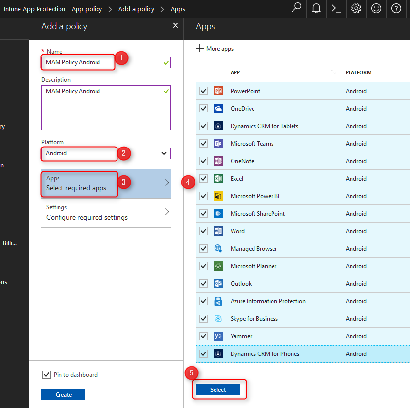 Intune Add Apps to App Protection Policy
