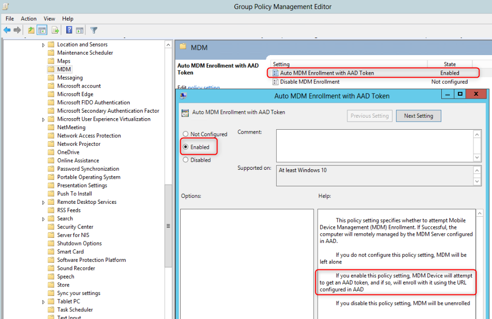 Group Policy to trigger auto-MDM enrollment