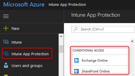 Conditional Access Intune App Protetction blade