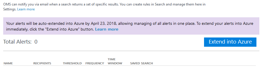 extend alerts from OMS to Azure 