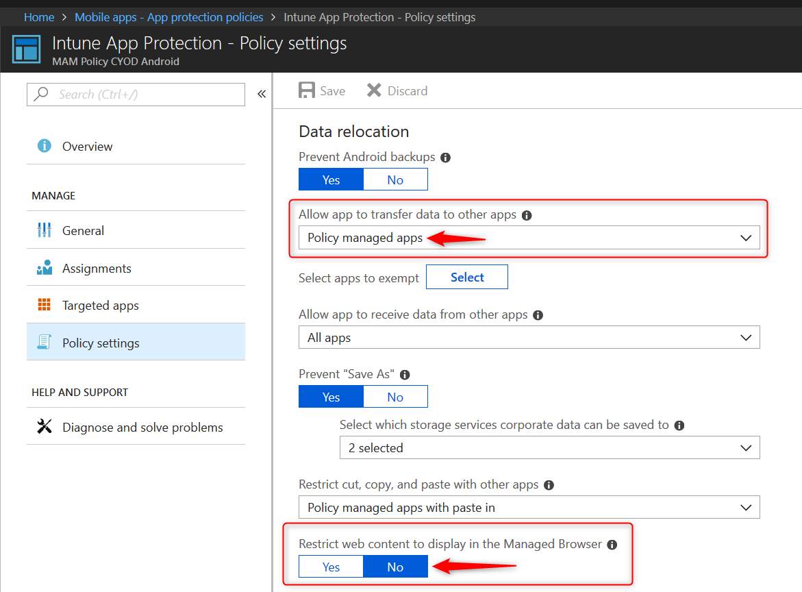 Intune App Protection Policy