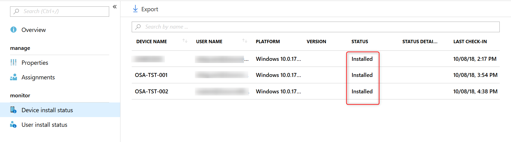 Intune win32 application device install status