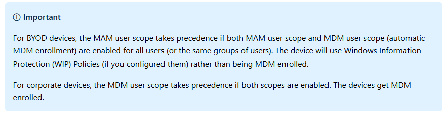 Microsoft MAM User scope