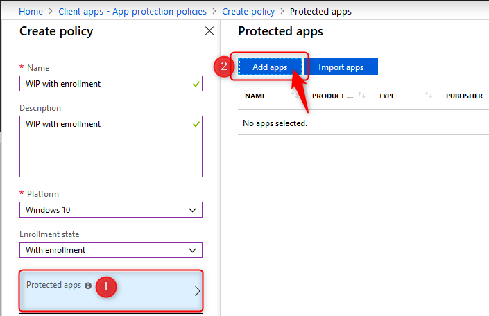 Add apps to Windows Information Protection policy