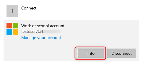 Windows Setting> Accounts> Access work or school>