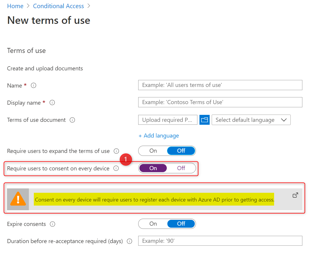 Azure AD Terms of Use