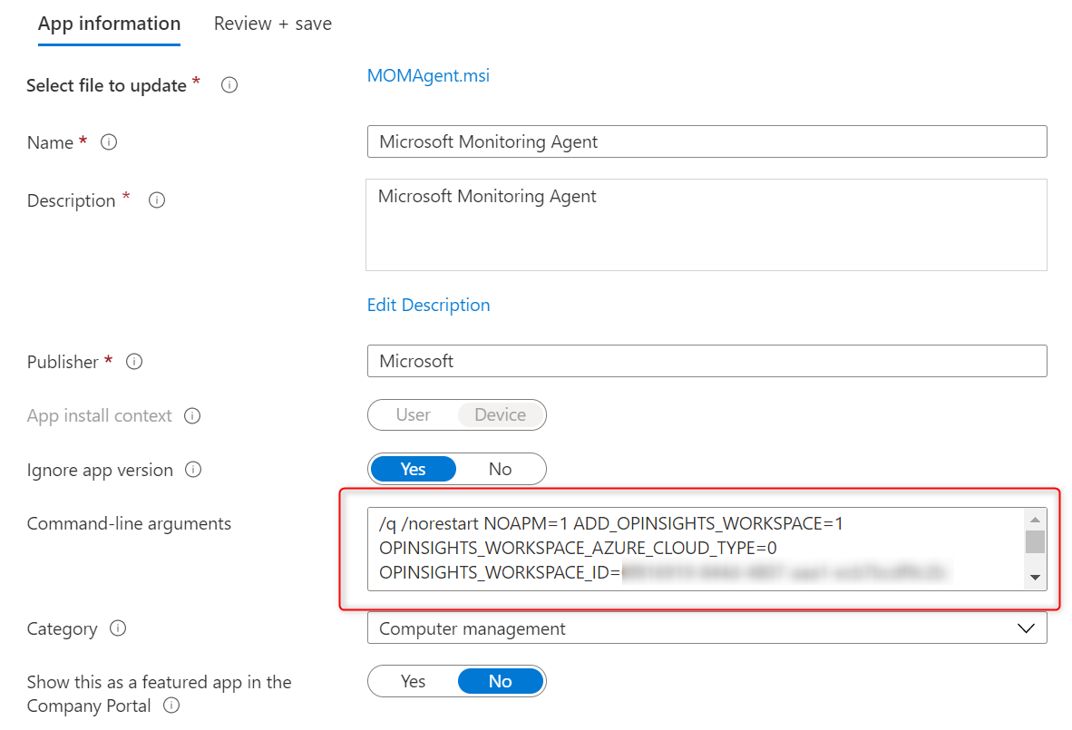 Deploy MMA using Intune