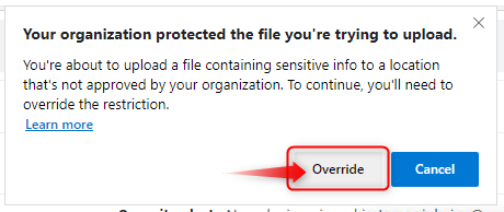 WIP - Your organization protected the file you're trying to upload