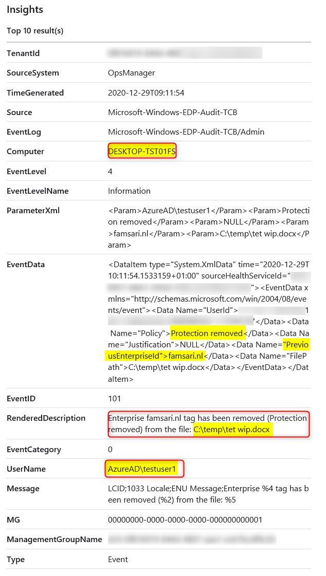 Azure Monitor Alert email details