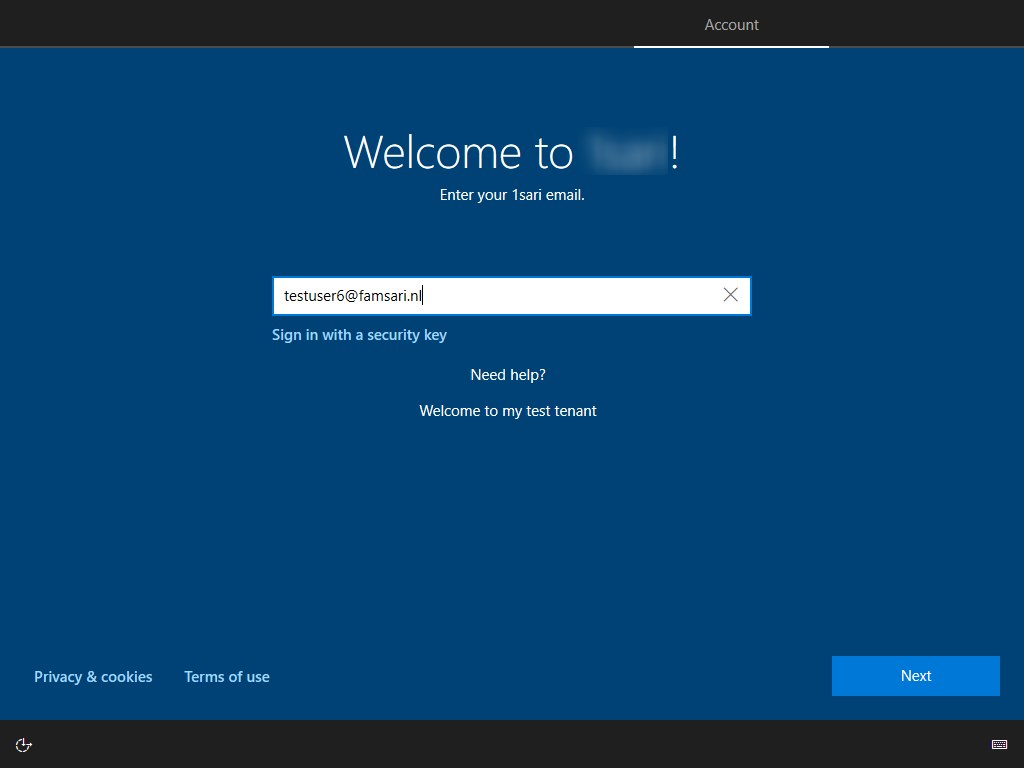 Windows Autopilot enrollment - Account screen