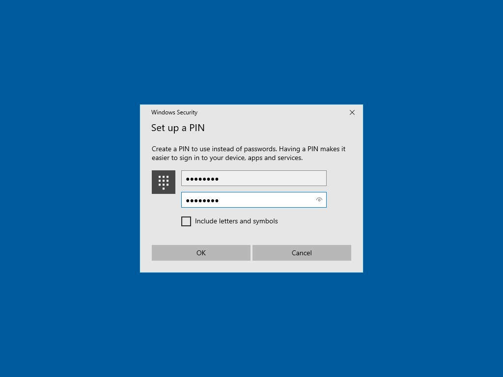 Windows Autopilot enrollment - Windows Hello PIN screen