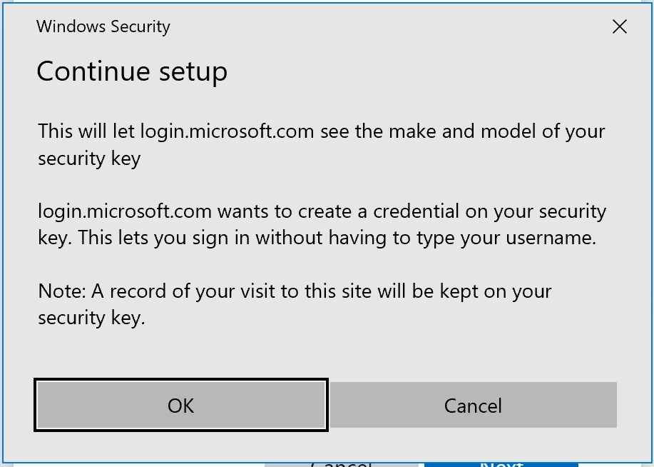 Azure AD Security Info - Add Security key