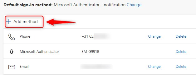 Azure AD Security Info - Add Security key