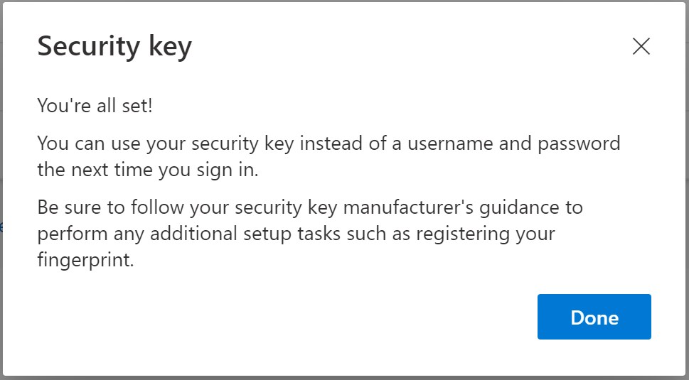 Azure AD Security Info - Add Security key