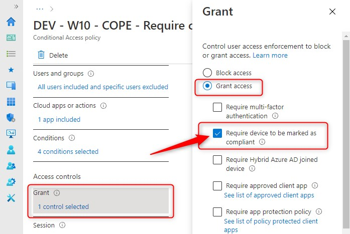 Support Windows 10 BYOD-Conditional access policy - require device to be marked as compliant