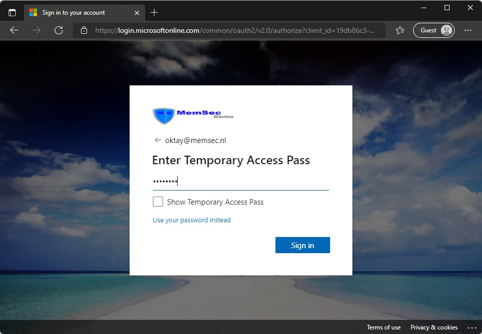 temporary Access Pass