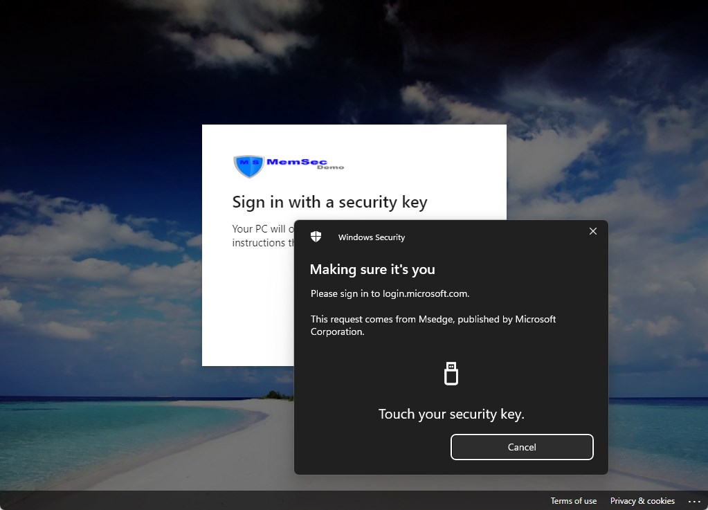 sign in with security key