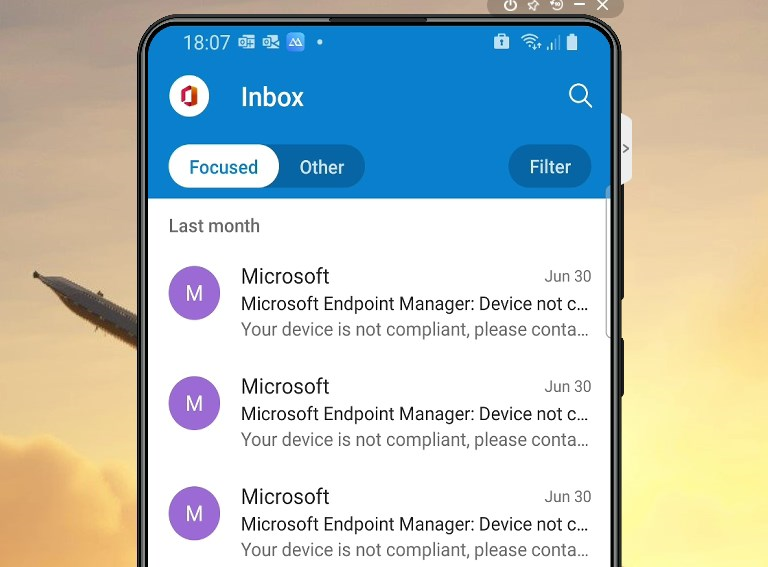 working passwordless with outlook on Mobile devices