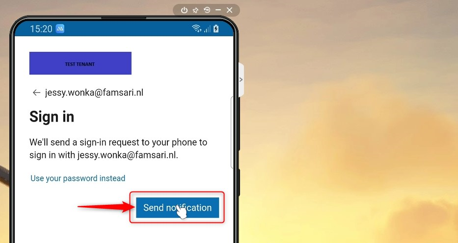 phone sign-in send notification