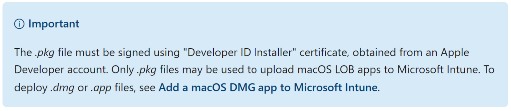 macos app deployment with Microsoft Intune - App signing requirements