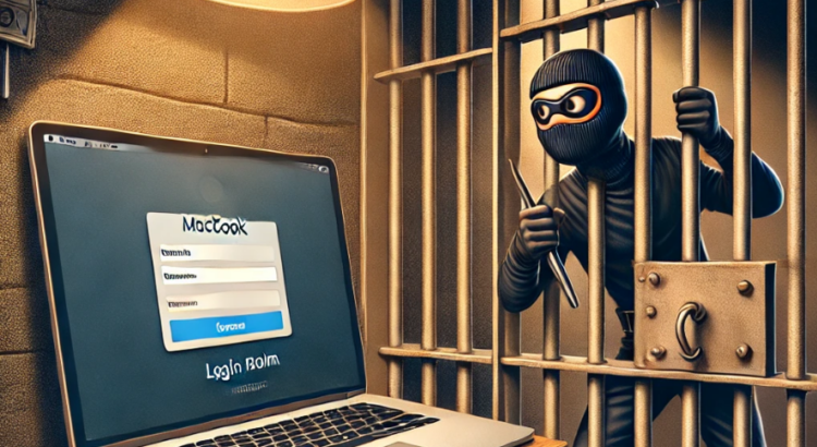 A computer screen with a person in a mask behind bars AI-generated content may be incorrect.