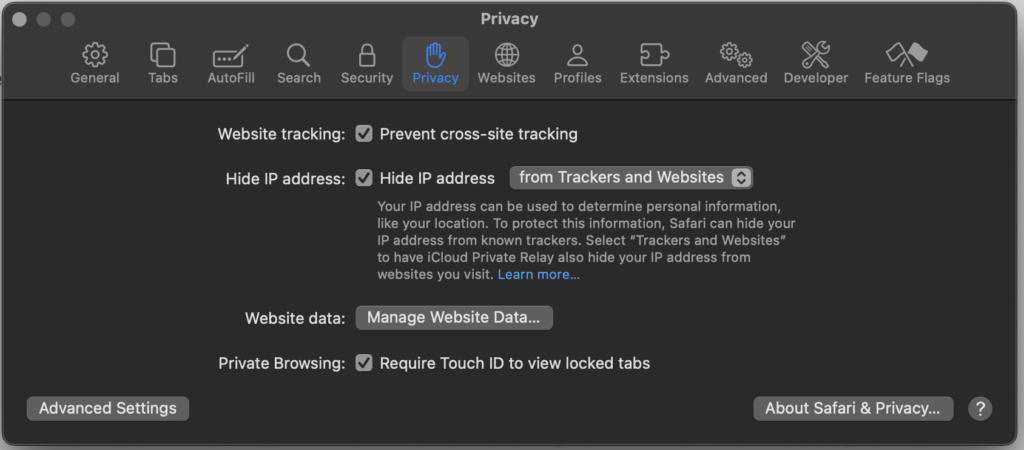 safari privacy settings